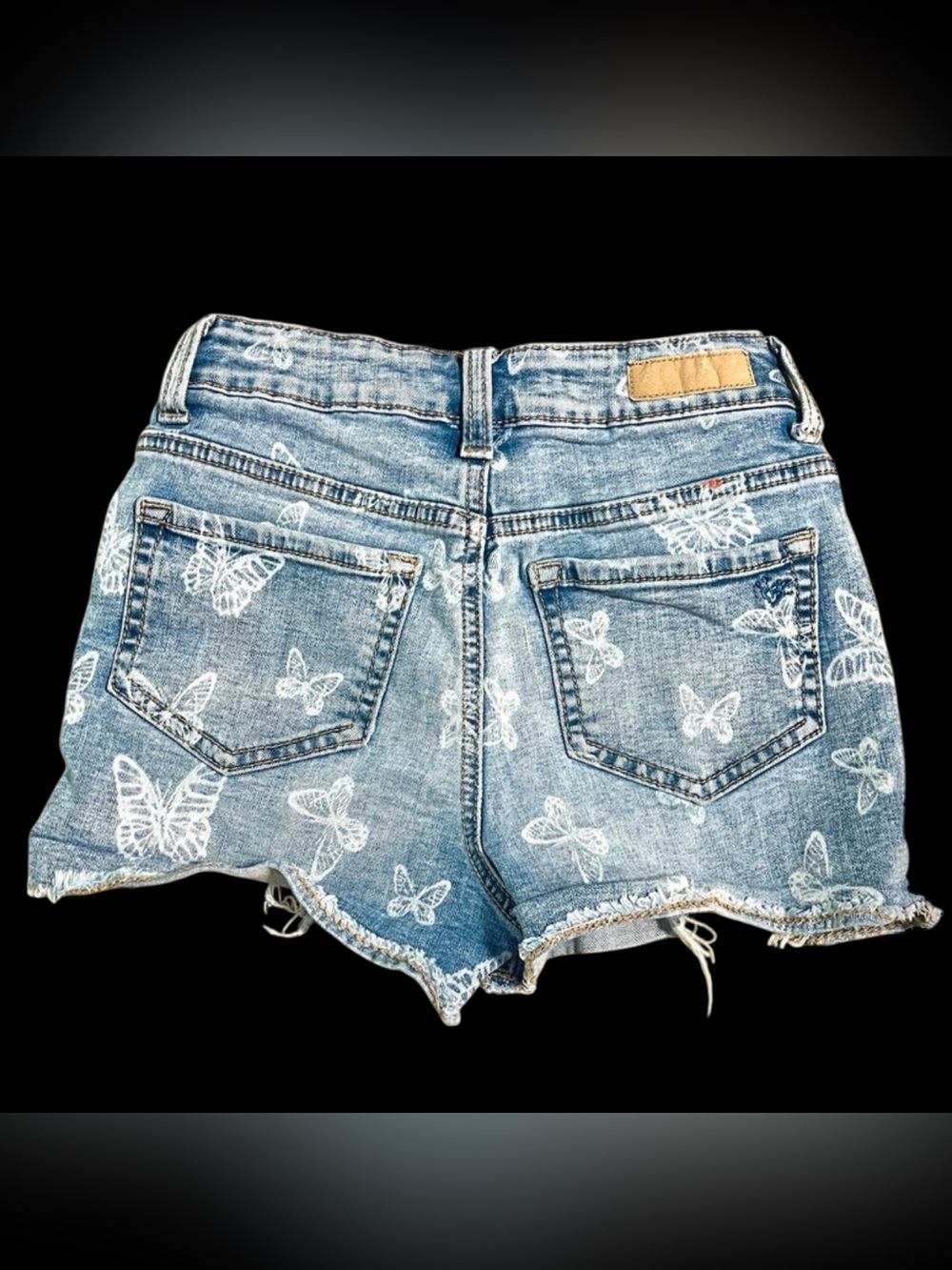 Girls 10 butterfly denim distressed Justice cut off shorts